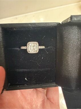 Pandora Silver Halo Square CZ Engagement Ring - White